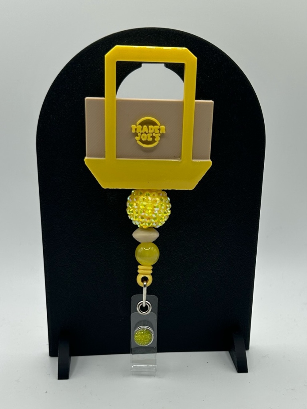 Yellow Beaded Badge Reel Lanyard
